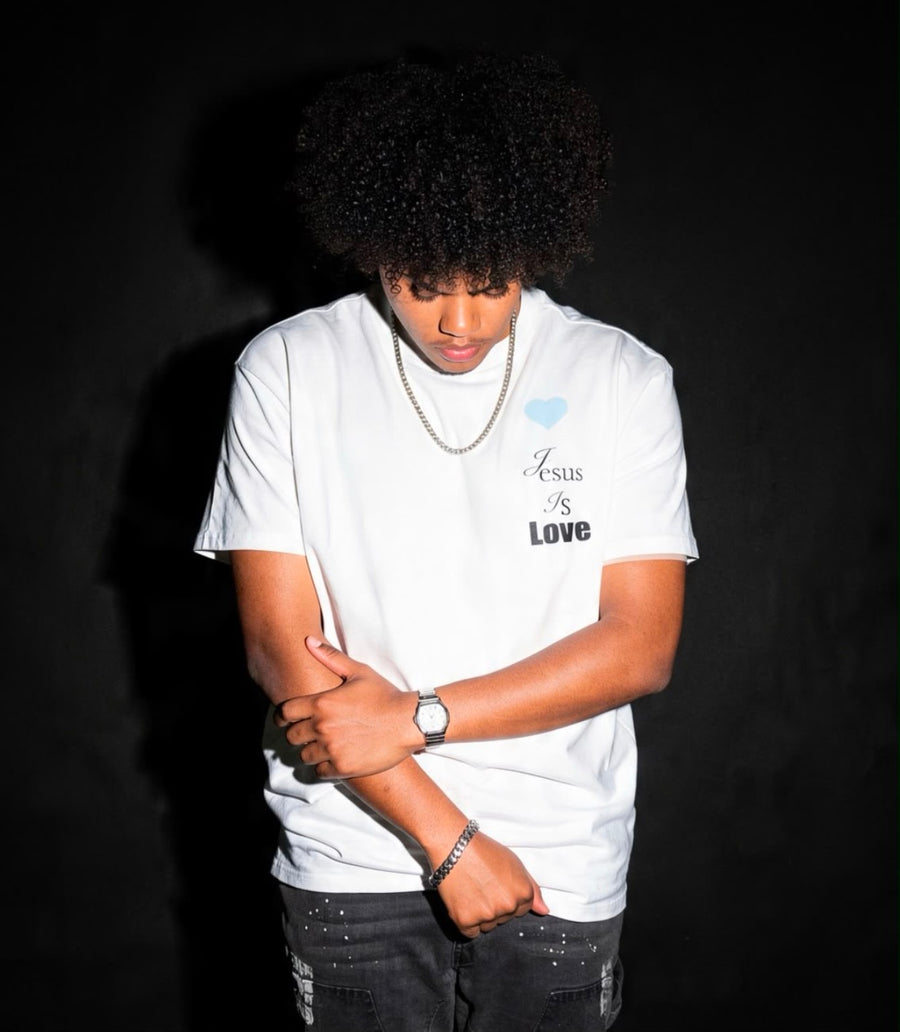 Jesus Is Love white T-shirt front