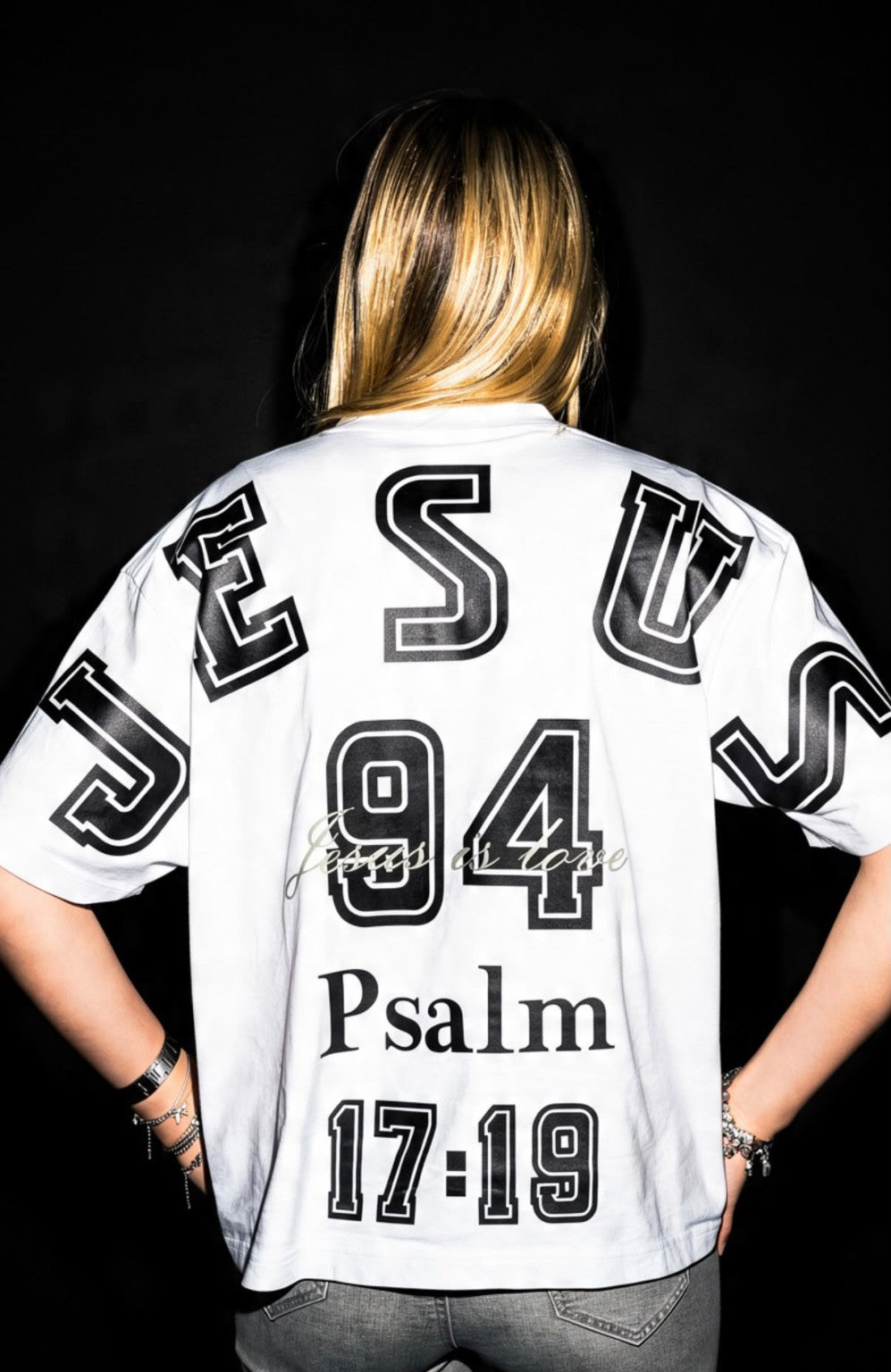 Jesus Psalm 94 black print T-shirt back