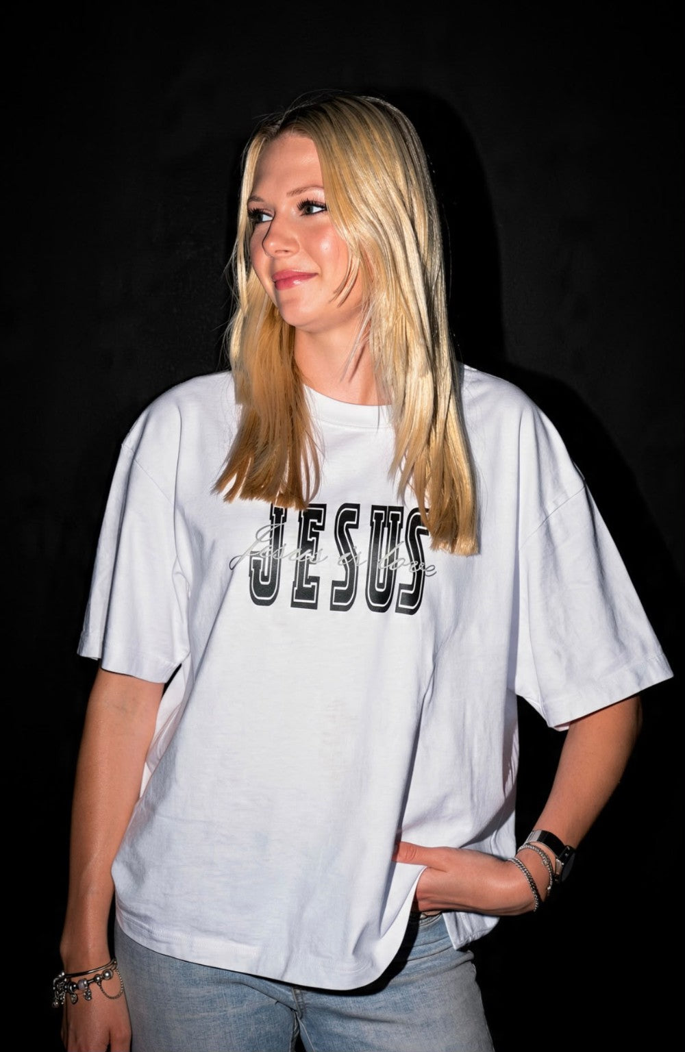 Jesus Psalm 94 black print T-shirt front