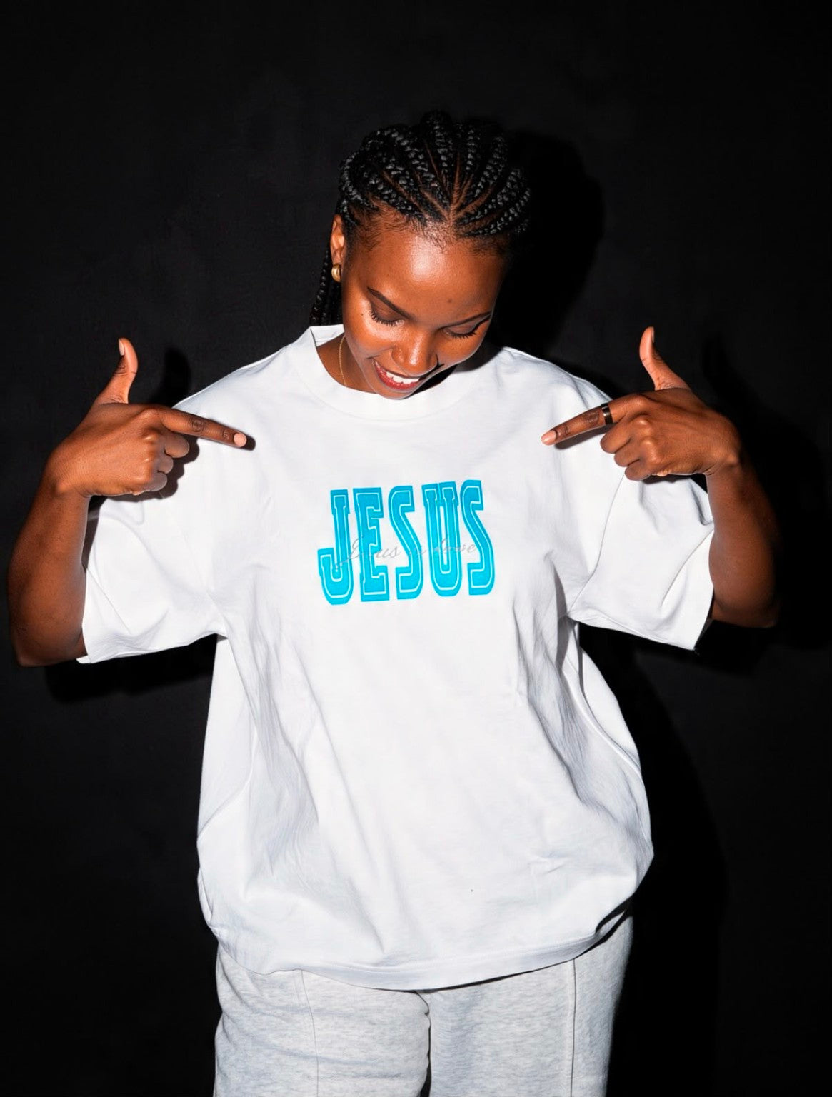 Jesus Psalm 94 blue print T-shirt front